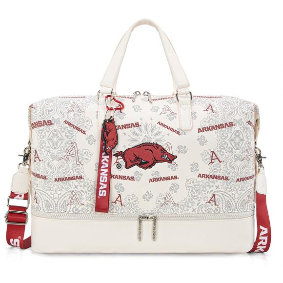 U Arkansas Razorbacks Light Beige Duffle Travel/Gym Bag *Brand NEW w/ Tags* - Picture 1 of 9